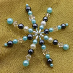 Drahtstern, Perlenstern, türkis, anthrazit, crystal, Weihnachtsdeko für Advent als Baumanhänger