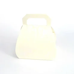 Drei Täschchen - Faltschachtel, hellgelb mit weiß