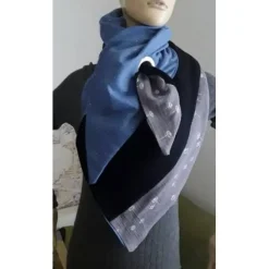 Dreiecktuch  / Musselin Double Gauze / blau schwarz grau/ Schaltuch / Halstuch/ Wickelschal/ Loop / Musselintuch