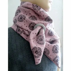 Dreiecktuch  / Musselin Double Gauze / Altrosa mit schwarzen Pusteblumen / Schaltuch / Halstuch/ Wickelschal/ Loop
