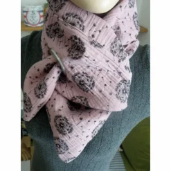 Dreiecktuch  / Musselin Double Gauze / Altrosa mit schwarzen Pusteblumen / Schaltuch / Halstuch/ Wickelschal/ Loop