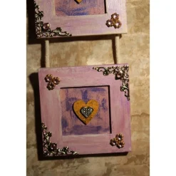 Dreiteiliger Bilderrahmen HERZERLTRIO ROSA Valentinsgeschenk Muttertagsgeschenk Hängedeko Geburtstagsgeschenk Herzen