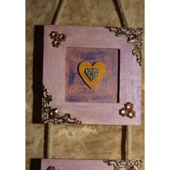 Dreiteiliger Bilderrahmen HERZERLTRIO ROSA Valentinsgeschenk Muttertagsgeschenk Hängedeko Geburtstagsgeschenk Herzen