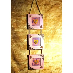 Dreiteiliger Bilderrahmen HERZERLTRIO ROSA Valentinsgeschenk Muttertagsgeschenk Hängedeko Geburtstagsgeschenk Herzen