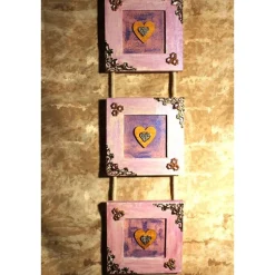 Dreiteiliger Bilderrahmen HERZERLTRIO ROSA Valentinsgeschenk Muttertagsgeschenk Hängedeko Geburtstagsgeschenk Herzen