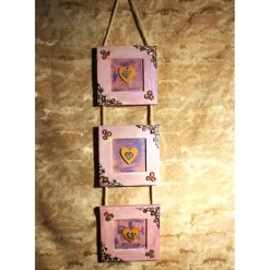 Dreiteiliger Bilderrahmen HERZERLTRIO ROSA Valentinsgeschenk Muttertagsgeschenk Hängedeko Geburtstagsgeschenk Herzen