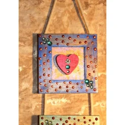 Dreiteiliger Bilderrahmen HERZERLTRIO BUNT Valentinsgeschenk Muttertagsgeschenk Hängedeko Geburtstagsgeschenk Herz