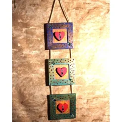 Dreiteiliger Bilderrahmen HERZERLTRIO BUNT Valentinsgeschenk Muttertagsgeschenk Hängedeko Geburtstagsgeschenk Herz