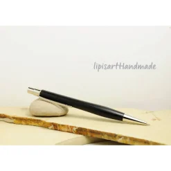 Druckbleistift - Ebenholz handgedrechselt Klipp silberfarben Berliner Unikat