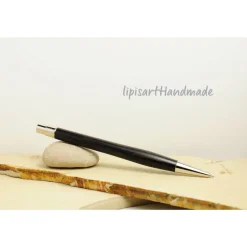 Druckbleistift - Ebenholz handgedrechselt Klipp silberfarben Berliner Unikat