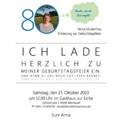 Drucksache witzige Einladung runder Geburtstag SEHTEST mit individuellem Foto und Text