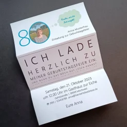 Drucksache witzige Einladung runder Geburtstag SEHTEST mit individuellem Foto und Text