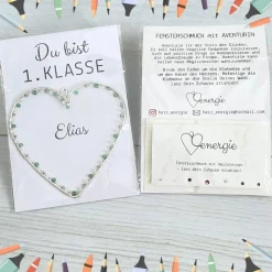 Du bist 1. Klasse + Name | Personalisiert | Fensterschmuck mit Heilstein für die Schultüte | Geschenk