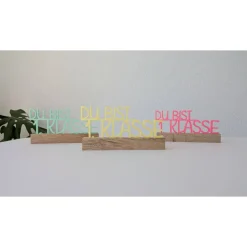 „DU BIST 1. KLASSE“ Aufsteller aus dem 3D-Druck mit Eichenholz-Sockel – Deko zur Einschulung oder Geschenk