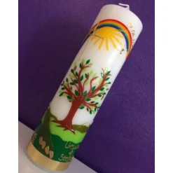 Du gehst mit Kommunionkerze Taufkerze  Lebensbaum  Baum  Mädchen  Junge  Kerze -Taufe - Handarbeit - keine Folie - inkl.