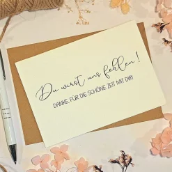 Du wirst fehlen Dankeskarte zum Abschied – Persönliche Karte für Ruhestand, Jobwechsel & Umzug – A6 Klappkarte mit Kraftpapier Umschlag