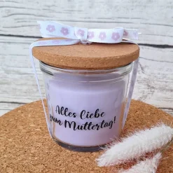 Duftkerze im Glas zum Muttertag ~ Dekokerze "Alles leibe zum Muttertag" ~ Kerze mit Deckel ~ Deko Geschenk