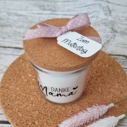 Duftkerze im Glas zum Muttertag ~ Dekokerze "Danke Mama" ~ Kerze mit Deckel ~ Deko Geschenk