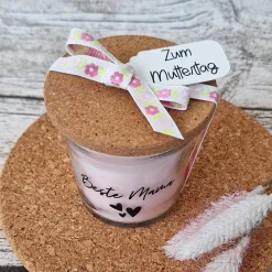 Duftkerze im Glas zum Muttertag ~ Dekokerze "Beste Mama" ~ Kerze mit Deckel ~ Deko Geschenk