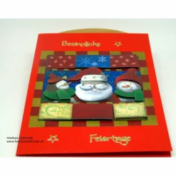 3-D-Weihnachtskarte mit #Schneemann #Weihnachtsmann und #Pinguin