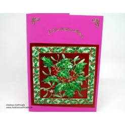 3-D-Weihnachtskarte mit #Stechpalme und #Mistelzweige