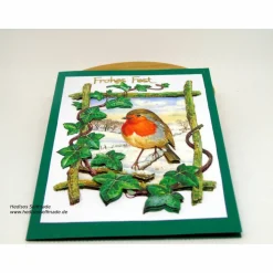3-D-Weihnachtskarte mit #Vogel im #Efeu