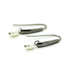 Echte Süßwasser-Perlen-Edelstahlohrhaken (silberfarben) in Weiß mit eingehängtem Element, Accessoire, Brautschmuck