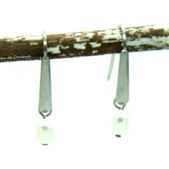 Echte Süßwasser-Perlen-Edelstahlohrhaken (silberfarben) in Weiß mit eingehängtem Element, Accessoire, Brautschmuck