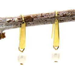 Echte Süßwasser-Perlen-Edelstahlohrhaken (vergoldet) in Weiß, Accessoire, Brautschmuck