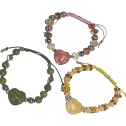 Edelstein Herz Armband Howlith weiß handgemacht Armband  Zugarmband