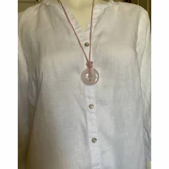 Edelstein-Donutkette  mit Rosenquarz und silbernem Om-Zeichen aus 925er Silber