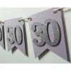Edle Girlande zum 30. Geburtstag in Flieder und Silber Papiergirlande Wimpelkette Geburtstagsdeko