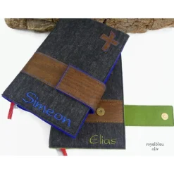 Edle Gotteslobhülle & Bibelhülle aus Filz mit Korkleder – Personalisierte Geschenkidee zur Kommunion, Konfirmation & Firmung