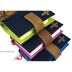 edle Gotteslobhülle, Bibelhülle personalisiert, Filz dunkelblau, Erstkommunion, Geschenke zur Firmung, Konfirmation