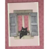 Edle Grußkarte, Katzenmotiv mit Fenster