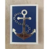 Edle Grußkarte, maritim, Ankermotiv, Handarbeit mit Umschlag