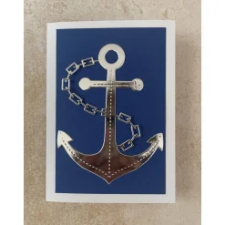 Edle Grußkarte, maritim, Ankermotiv, Handarbeit mit Umschlag