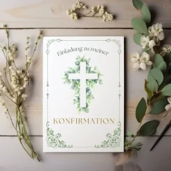 Edle Konfirmationseinladungskarten 10er-Pack, florale Konfirmationseinladung, Einladung Konfirmationseinladungen