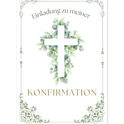 Edle Konfirmationseinladungskarten 10er-Pack, florale Konfirmationseinladung, Einladung Konfirmationseinladungen
