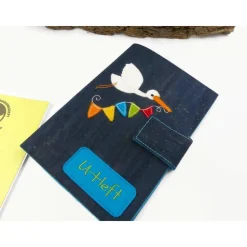 edle U-Heft Hülle aus Kork, personalisiert, Storch, Geschenke zur Geburt, Geschenkidee Taufe