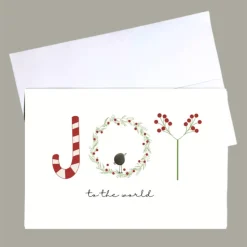 Edle Weihnachtskarte „Joy to the world“ mit Mini-Steinmotiv & Umschlag – stilvolle Grüße verschenken