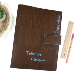 edle Zeugnismappe personalisiert, Dokumentenmappe A4, Kork, tolle Geschenkidee zum Schulanfang, Einschulung