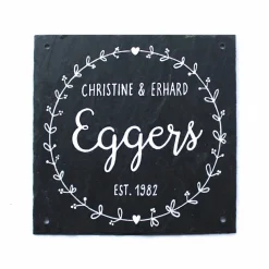 Edles Hochzeitsgeschenk: Personalisiertes Türschild aus Schiefer mit Namen & Jahreszahl – Wetterfest & Einzigartig