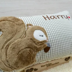 Eichhörnchen Kissen mit Namen Namenskissen Taufkissen Kuschelkissen Kindergartenkissen Geburtsgeschenk Kinderkissen