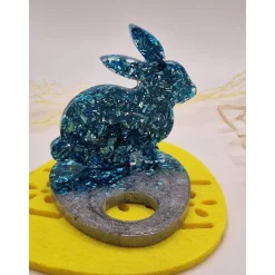 Eierhalter Hase Neon Blau-Silber