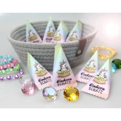 Einhorn Schatz Mystery Box für Mädchen | Glitzer Armband oder Glas Diamant | Mitgebsel & Adventskalender G