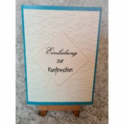 Einladung zur Konfirmation  - Fische - Beige/Blau