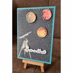 Einladungskarte " Have a blast " Planeten , Fernrohr