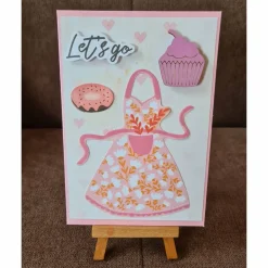 Einladungskarte " Lets go " Muffin , Küchenschürze , Donut