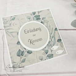 Einladungskarte Einladung zur Kommunion, Konfirmation, Taufe - EUKALYPTHUS